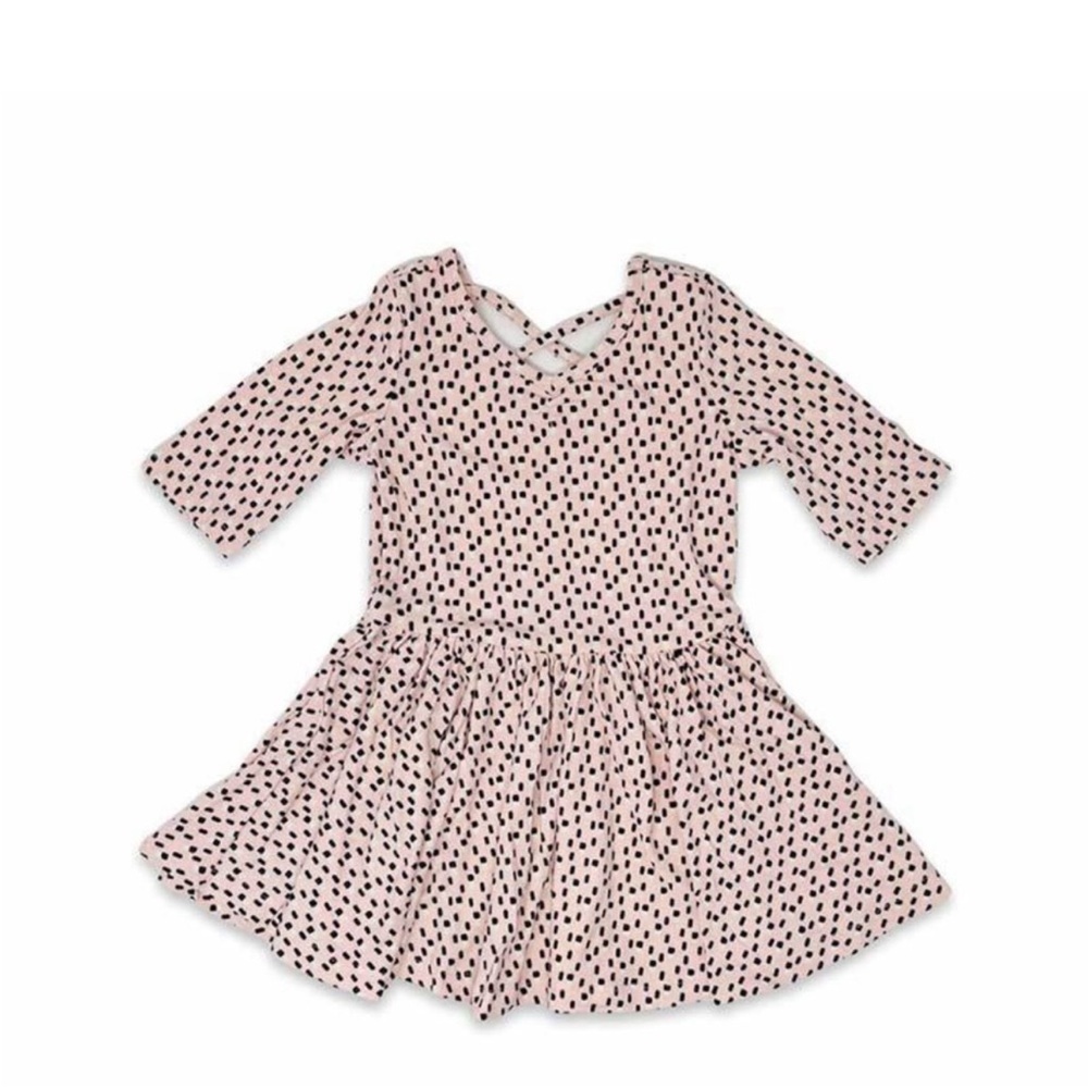 Pink Black And White Dashes Ballerina Dress